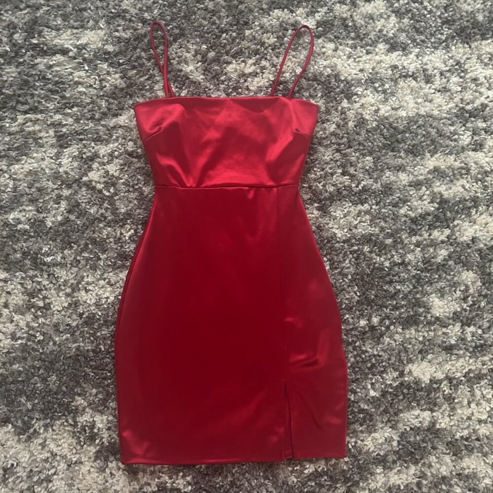 Red Satin Mini-Dress